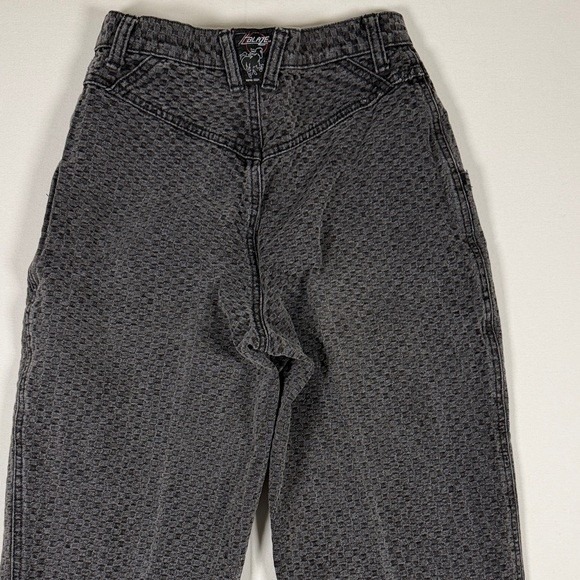 Blaze Riding Gear Vintage High Waist Textured Checkerboard Jeans Black 24x32.5 - Picture 6 of 10